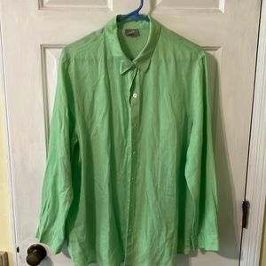J Jill apple green “boyfriend” l/s linen shirt L
